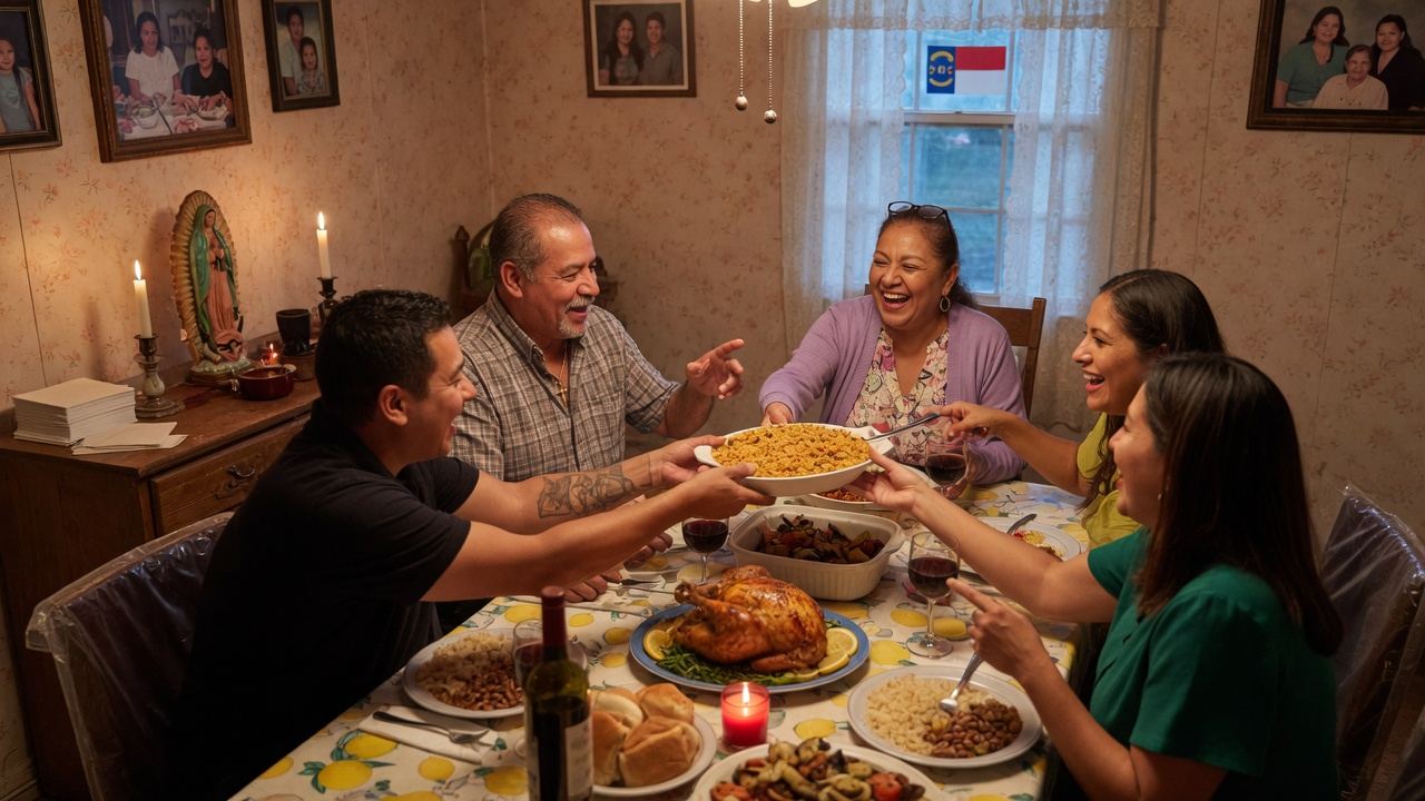 A family sharing a meal together